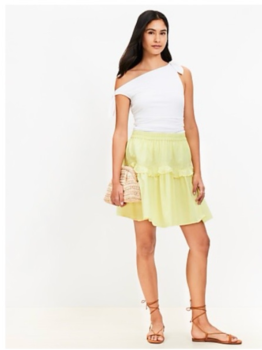 Loft Lace Trim Ruffle Mini Skirt - Women's